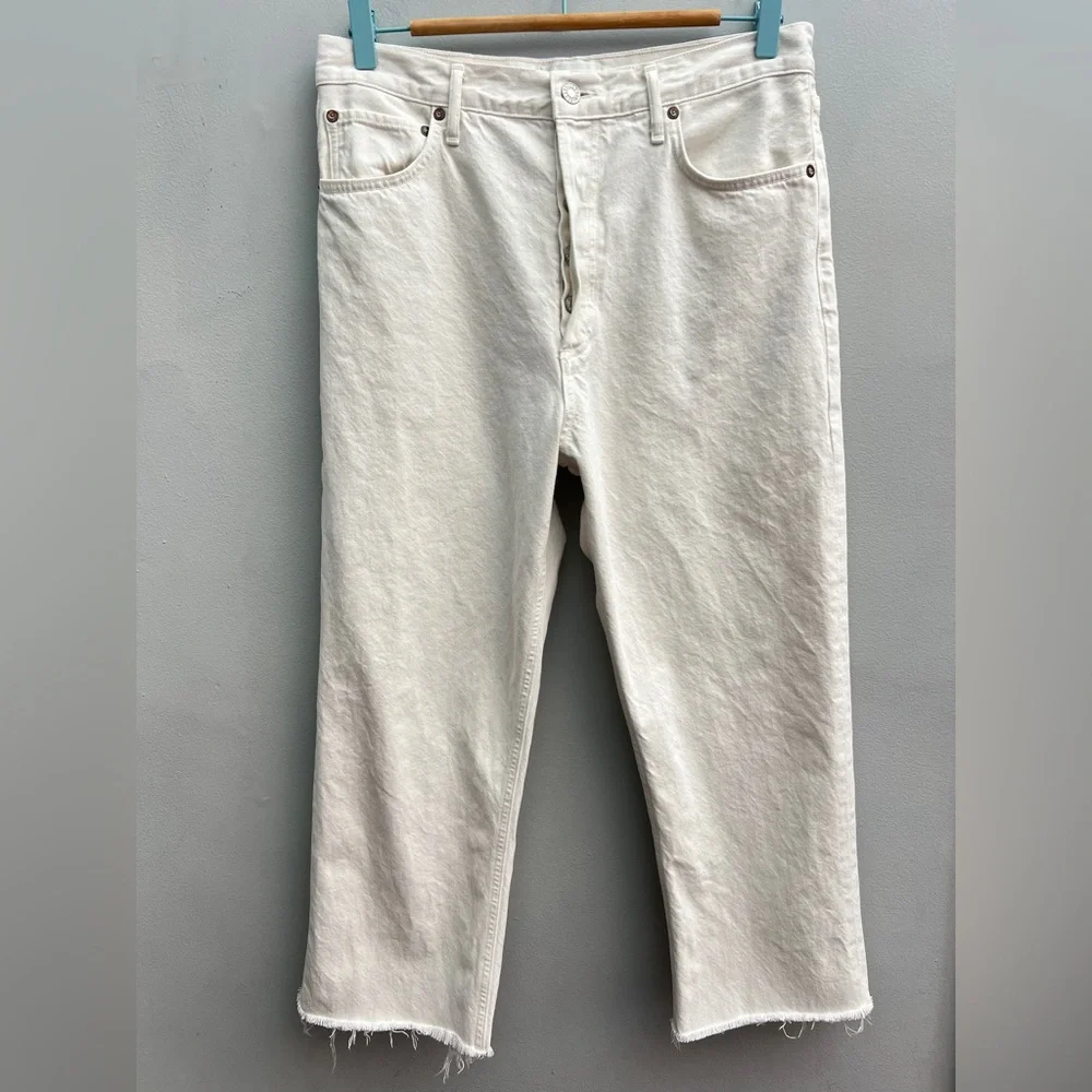 Agolde 90s Pinch High Rise Raw Hem in Marshmallow, Size 30 - Picture 1 of 5